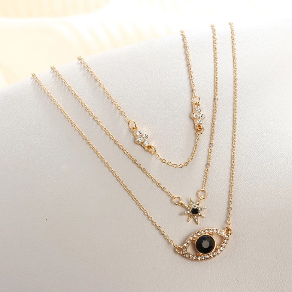⚜️[𝟯/$𝟮𝟴]⚜️3 Layered Black Crystal Necklace NEW - Picture 6 of 9